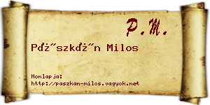 Pászkán Milos névjegykártya
